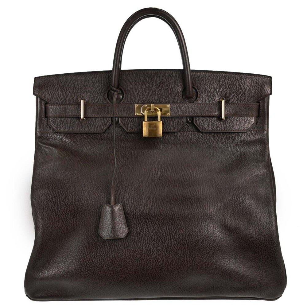 Hermes HAC Birkin Brown Ardennes with Gold Hardware 45